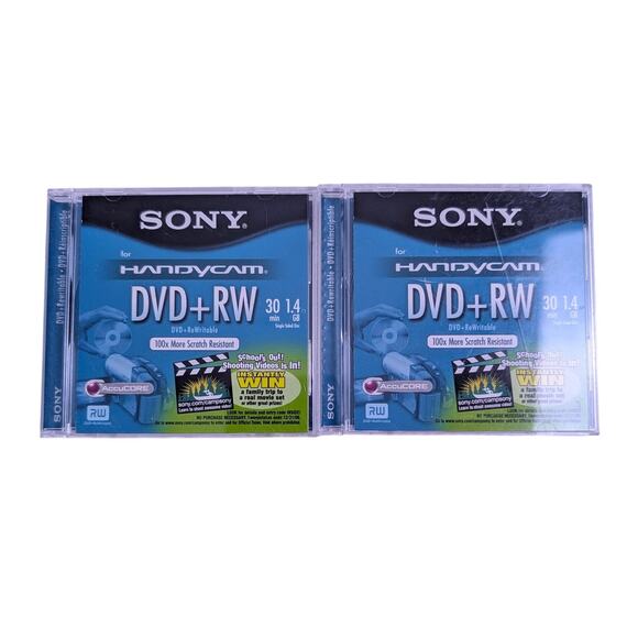 Sony Handycam DVD+RW Mini Discs 1.4GB 30 Min Single Sided 2 Pack - Picture 1 of 2